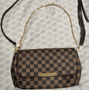 Checkered Brown and Black Shoulder Purse